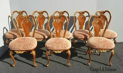 Dining Chairs Made In Italy Set Of Eight Italian French Louis XVI Gold Rose  • $4927.12
