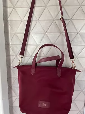 £0.99 • Buy Radley Bag In Burgundy Nylon Material
