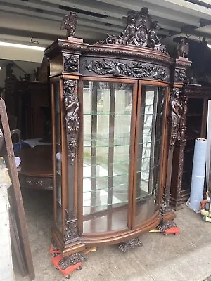 R.j.horner Carved Mahogany Figural Maiden China Cabinet • $1