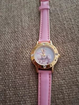 Vintage 1997 Mattel Pink Barbie Princess Watch W/ Leather Band Japanese Movement • $9.99