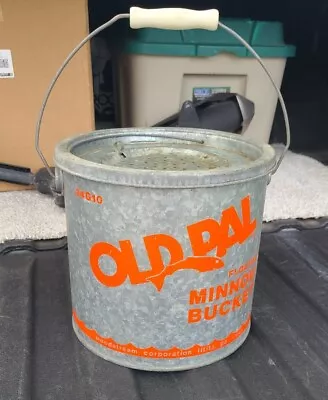 Vintage Fishing 8 3/4  High Woodsream Old Pal Metal Floating Minnow Bucket • $69.99