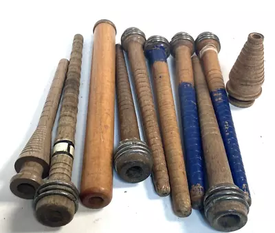 Bobbins Spools Wood Industrial Style 3 -10  Spindles Vtg Wooden Quills Lot-10: • $19