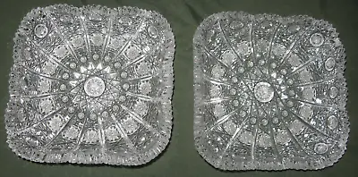 BOHEMIAN HAND CUT QUEEN’S LACE PATTERN CRYSTAL Square Tray Dish  Sawtooth Edge 2 • $49.99