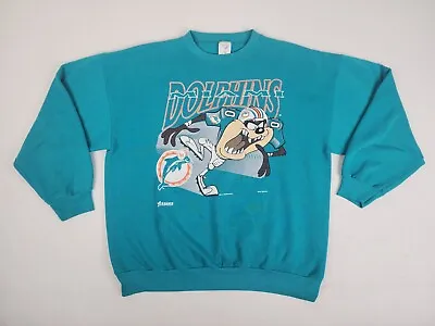 Vintage 1993 Looney Tunes Taz Miami Dolphins NFL Crewneck Sweatshirt Size XL  • $45