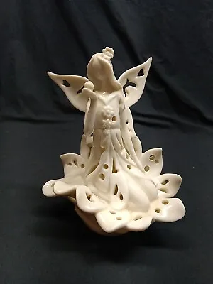 VTG Porcelain Fairy / Angel Figurine Night Light Boudoir Lamp With Flowers • $35