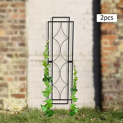 2 PCS Heavy Duty Metal Garden Wall Trellis Climbing Plant Support Frame Black • £42