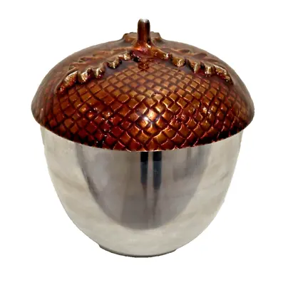 VTG ACORN (Oak Tree) ICE BUCKET Aluminum Enamel ~ Inside Wear~ @ 8x8.5” • $12