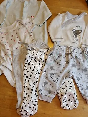 Baby Clothes Bundle 0-3 Unisex Mothercare Primark F&F White Grey  • £4