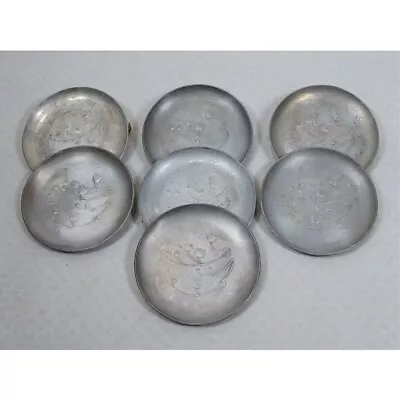 Vintage Wendell August Forge Aluminum Coasters Lily Of Valley Flower Set Of 7 • $9.95