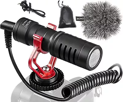 Movo VXR10 Universal Video Microphone With Shock Mount DeadCat Windscreen Case • £18.49