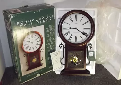 24  SCHOOLHOUSE WALL CLOCK Pendulum Beveled Glass #935 IN BOX - J C PENNEY • $55