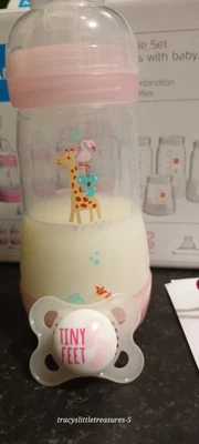 £11.99 • Buy Tracyslittletreasures Fake Formula Milk 🦒bottle+pacifier~ MAMS 150ml Reborn