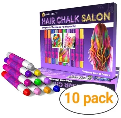 Hair Chalk For Kids Girls Gifts Temporary Hair Chalks Colour Washable Pen 10pc • £9.99