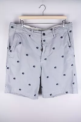 Abercrombie & Fitch Men Chino Shorts Casual Grey Heavy Cotton Size 36 • £33.54