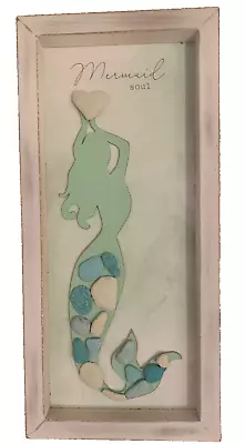 Wooden Mermaid Wall Art Girls Room Bathroom  Beach Hanging Figure Wall Decor • $13.99