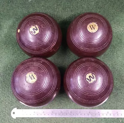 Vintage Henselite Championship Lawn Bowls Set Of 4 Size 5 With Case • £31.50