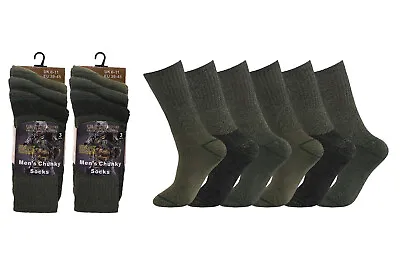 6 Pair Mens Chunky Socks Military Army Combat Patrol Thermal Sock Hiking UK 6-11 • £9.99