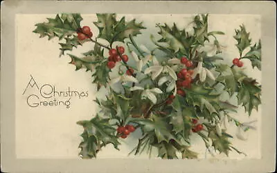 CHRISTMAS Holly Berry Flower Winsch 1926 HOWARD BRAGG No Vassalboro ME Postcard • $7.19