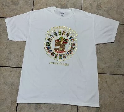 Vintage Merida Yucatan T Shirt Mens Size LARGE White Mayan Calendar Short Sleeve • $16.99