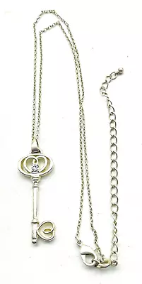 NYC Marked Key To Your Heart Medallion Necklace Silver Tone Crystal Accent Love • $10