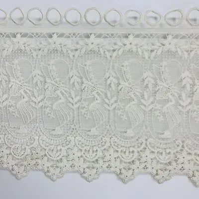 Vintage White Lace Table Runner W/girls Holding Flowers 15” X 55” • $14.99