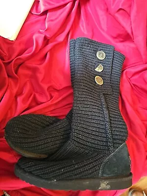 UGG Shoes 5819 Black Cardy Sweater Knit Convertible Boots Size 8 Women's. • $45