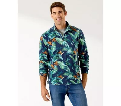 $118 TOMMY BAHAMA Cloud Peak Fronds Half-Zip Pull Over Men's SZ XL Bering Blue • $54.99