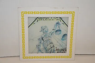 Vintage METALLICA Painted 6 X6  ...AND JUSTICE FOR ALL Prize CARNIVAL GLASS '80s • $39.98