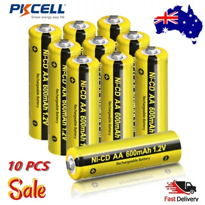 10pcs AA 600mAh 1.2V NI-CD Rechargeable Batteries For Solar Lights Lamps AU • $17.99