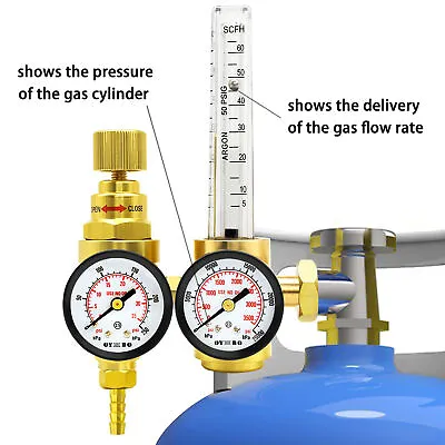 CGA580 Argon CO2 Regulator Dual Gauges Flow Meter For Mig Tig Welding Gas Welder • $34.99