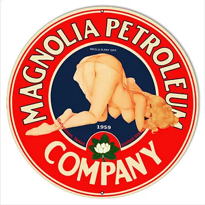 Magnolia Petroleum Company Metal Sign 14 Round • $26