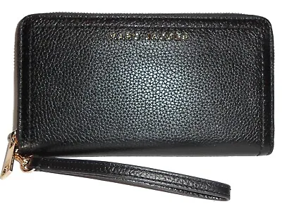 MARC JACOBS Black Leather Zip-Around Clutch Wallet Wristlet NWT • $85