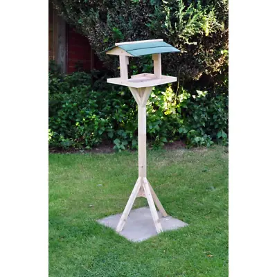 £18.59 • Buy Traditional Wooden Bird Table Green Roofed Free Standing Bird Feeding Station *