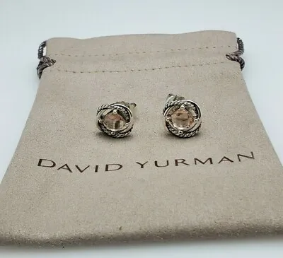 David Yurman Sterling Silver 7mm Morganite Infinity Earrings  • $170
