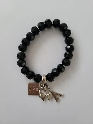 Thomas Sabo Black Obsidian Bead Carrier Bracelet & Silver Charms • £35