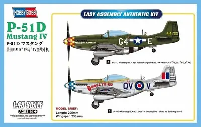 Hobbyboss 1:48 Scale Model Kit  - P-51D Mustang IV Fighter 	 HBB85802 • £12.90