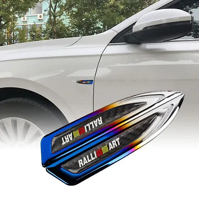 2Pcs RALLIART Burnt Blue Metal Emblem Car Trunk Side Wing Fenders Badge Sticker • $15.88