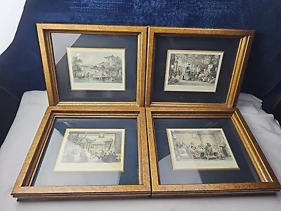 VINTAGE Lot Of 4 T. Allom Colored Engraving Chinese Theme Wooden Framed Glass  • $150