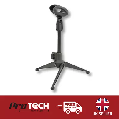 QTX Desktop Table Adjustable Metal Tripod Microphone Mic Stand Holder With Clip • £9.93