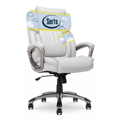 Serta Garret Executive Office Chair White Bonded Leather • $205.99