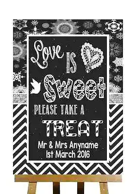 £64.95 • Buy Chalk Winter Christmas Love Is Sweet Candy Buffet Personalised Wedding Sign