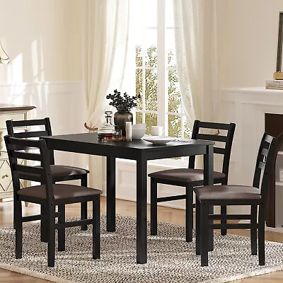 5 Piece Dining Set Table And 4 Upholstered Chair Kitchen Breakfast Furniture • $304.99