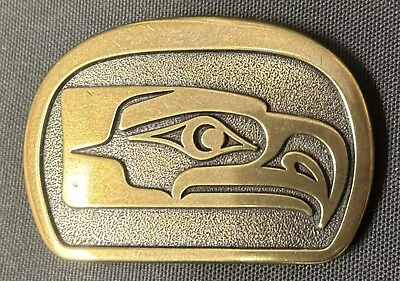 Vintage Belt Buckle Seattle Seahawks Totem Art Solid Bronze Belt Buckle • $19.99