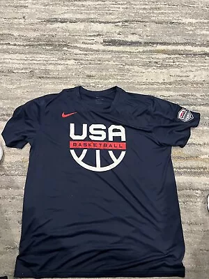 Nike Dri Fit USA Basketball Warm Up Team Issue Shirt Size XL Blue • $30