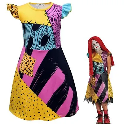 £9.99 • Buy Girl Cosplay The Nightmare Before Christmas Sally Costume WIG Halloween Dress UK