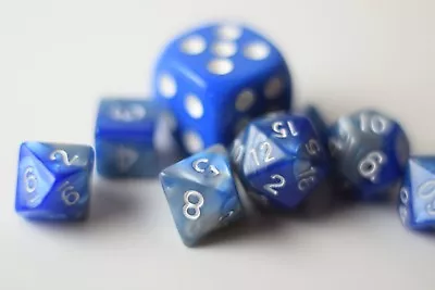 New Shiny Steel Blue Miniature Poly Dice Set Small (7) RPG DnD Mini Cute • $6.99