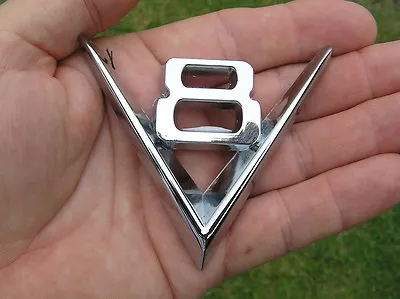 V8 CHROME METAL CAR EMBLEM *NEW!*  Unique Vintage Design Badge Bargain • $24.95