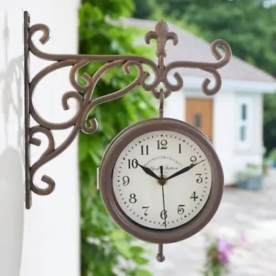 Outdoor Garden Wall Clock York Station Hanging Thermometer Gauge Home Decor 6  • £20.99