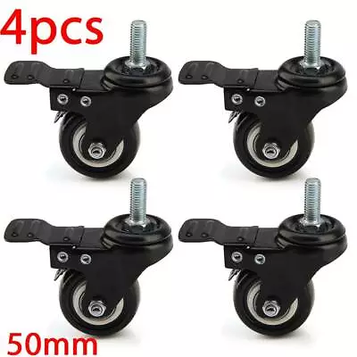£7.99 • Buy 4 X Heavy Duty 50mm PU Swivel Castor Wheels 200KG Trunk Furniture Caster Rubber