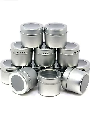 12 Magnetic Spice Jars Spice Storage Containers | Tins With Stainless Mounting  • $14.99